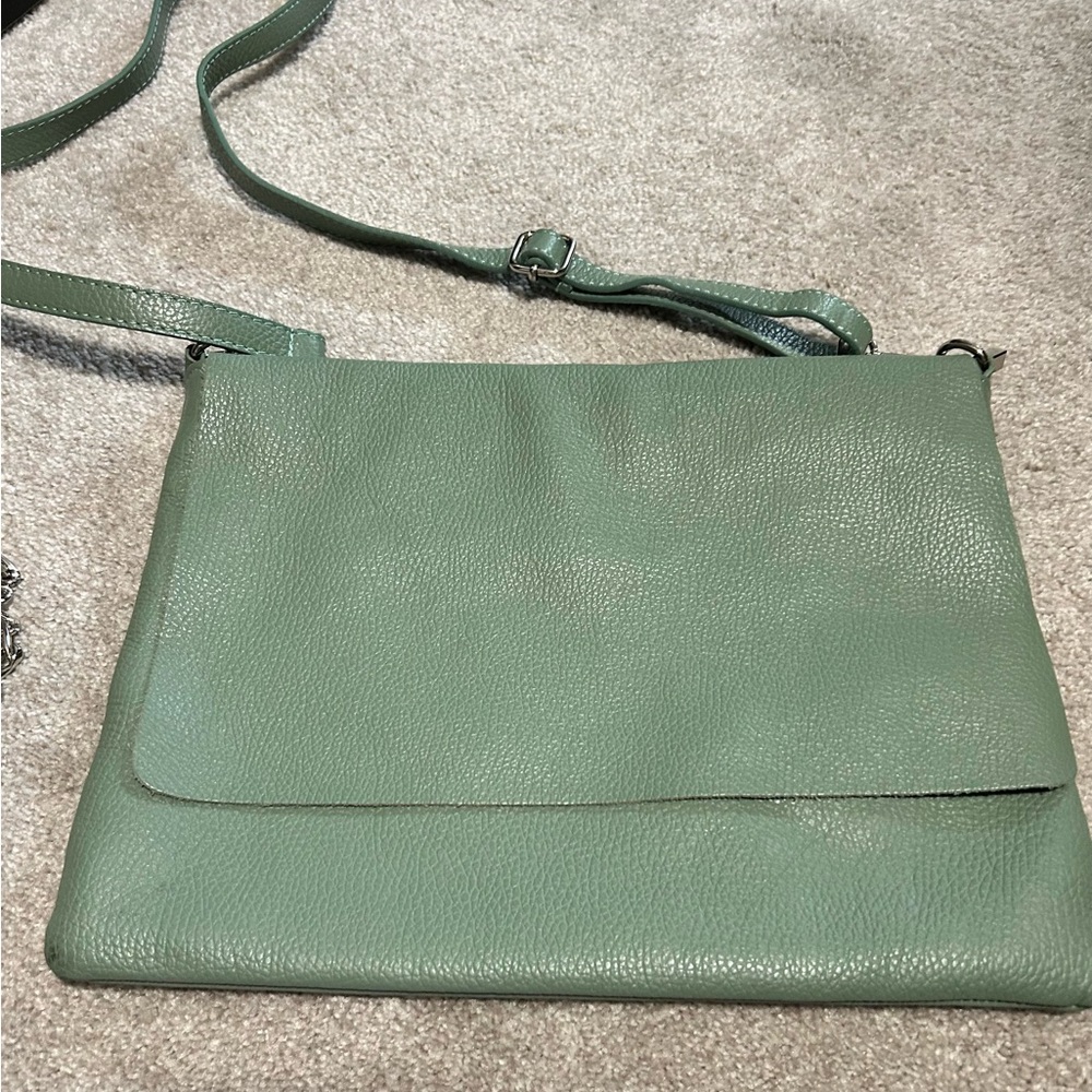 Sage Green Structured Crossbody Bag